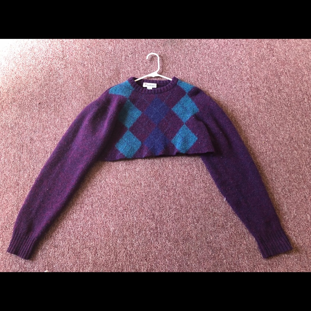 Hand Knit- one of a kind- vintage cropped sweater